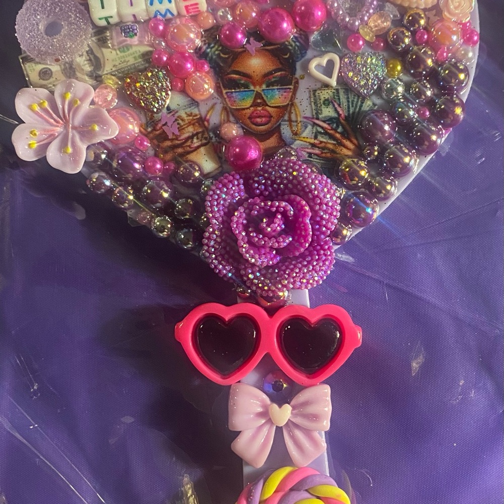 Vibrant Purple Beaded Women's Mirror